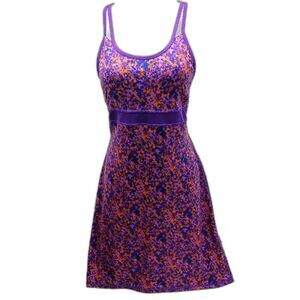 GAIAM Yoga Sun Midi Dress with Built in Bra. Purple/Orange Women's Small........